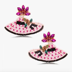 Kentucky Derby Seed Bead Hat Earrings